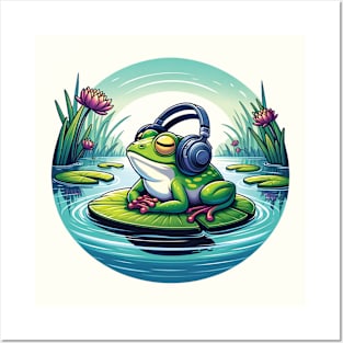 Chill Vibes Frog - Zen Music Lover Amphibian Illustration Posters and Art